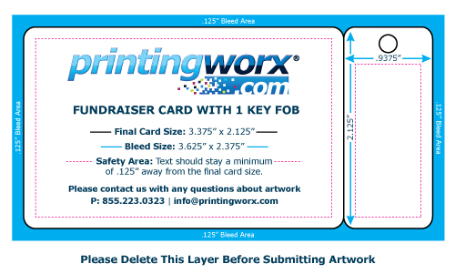 fundraising card template with 3 key fobs